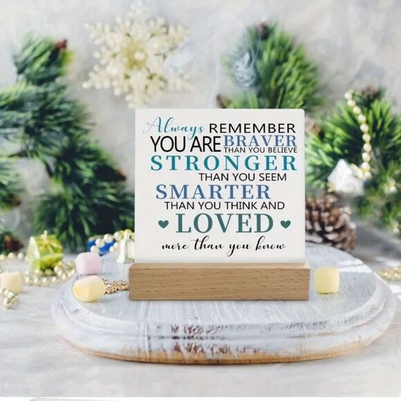 NEW Motivation Quote Desk Decor with Wooden Stand Inspirational Quote Plaque - Picture 11 of 13